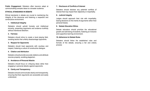 NOTES FOR PUBLIC SPEAKING AND DEBATE DOCUMENTS | PPT
