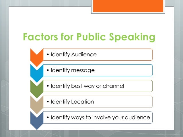 what are the factors of public speaking
