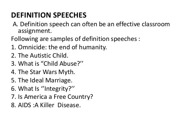 Definition speeches