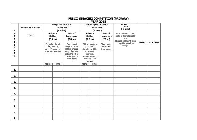 sheet competition speech marking speaking Public marking competition sheet competition speech marking speaking Public marking competition