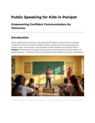Public Speaking for Kids Panipat - LearnifyU | PDF