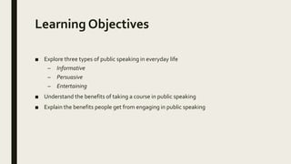 Public speaking benefits and purpose | PPTX
