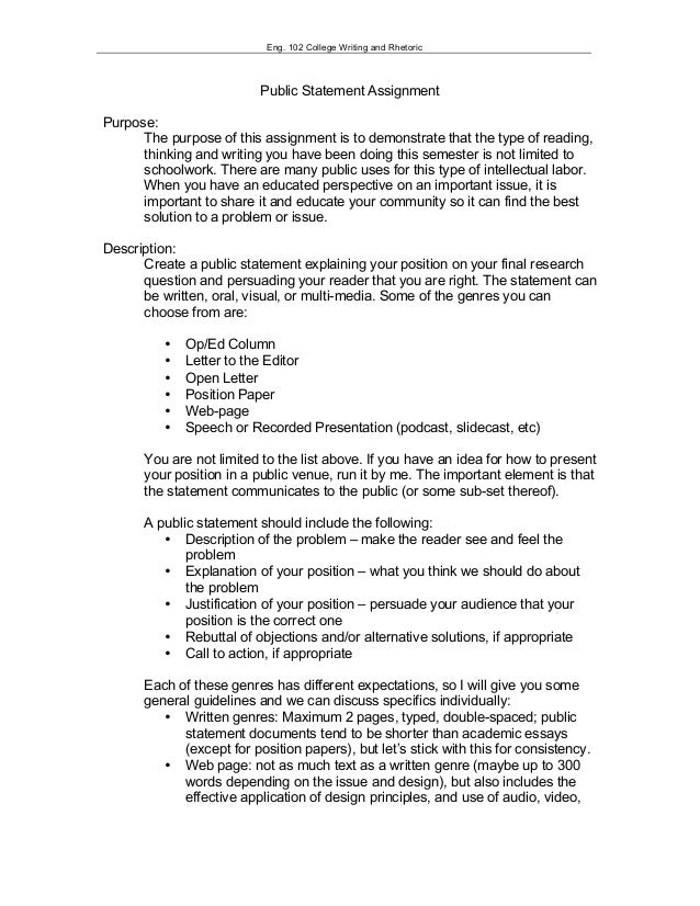 Written position paper