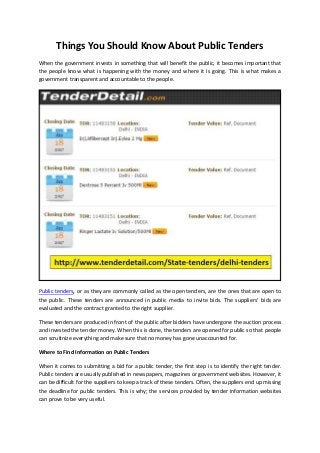 Things You Should Know About Public Tenders Things You Should Know About Public Tenders