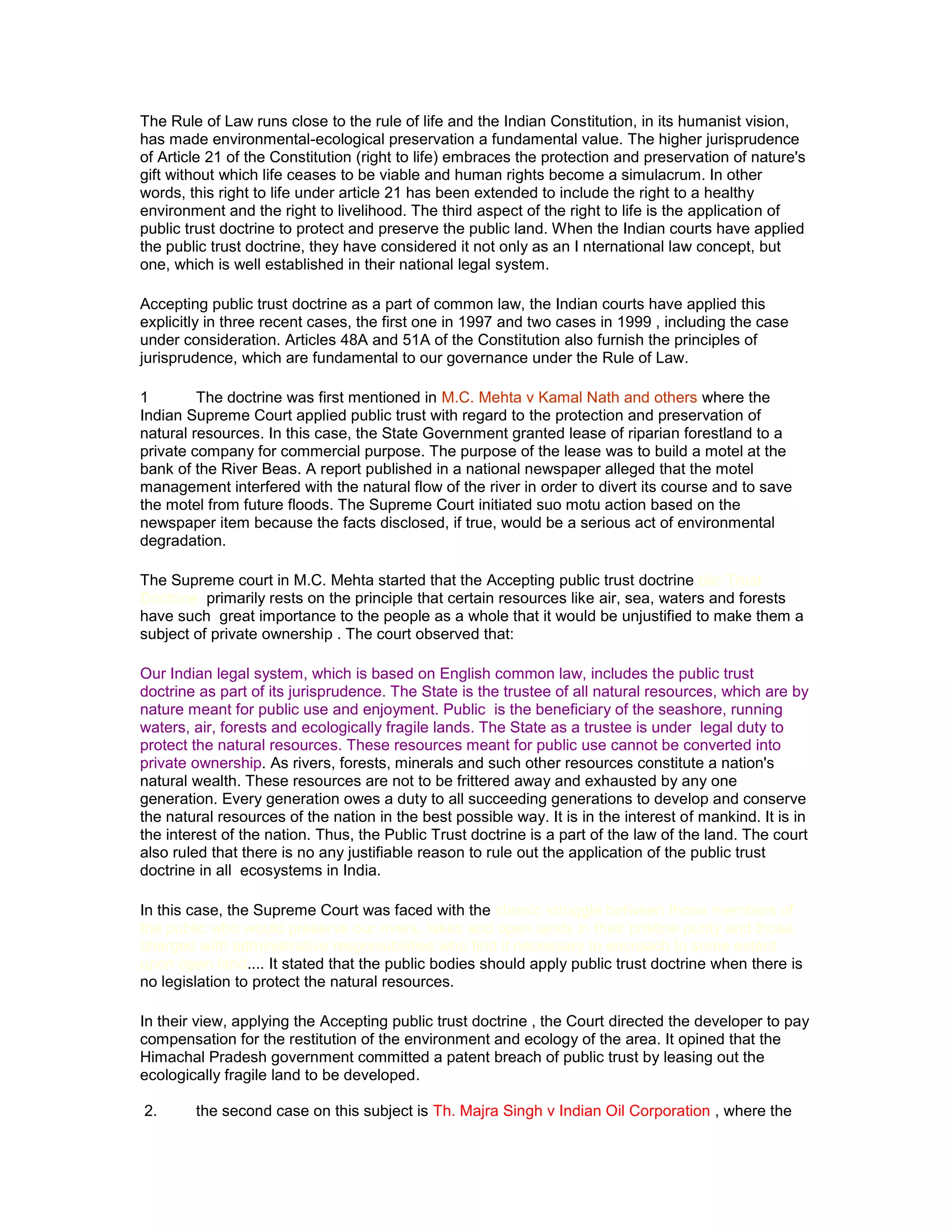 Facts Issue Ruling Doctrine PUBLIC TRUST DOCTRINE.doc | Law