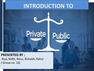PRESENTED BY :
Riya, Nidhi, Renu, Rishabh, Rahul
( Group no. 10)
INTRODUCTION TO
 
