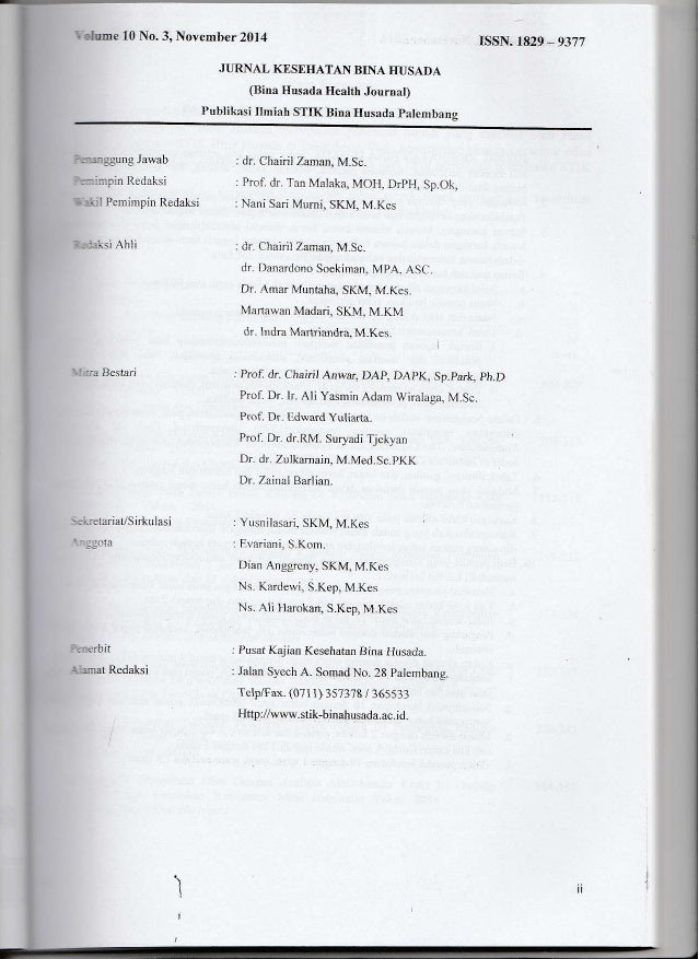 Jurnal Stik Bina Husada Vol 3 No 10 November 2014