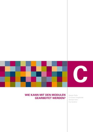 WIE KANN MIT DEN MODULEN
GEARBEITET WERDEN?
Margot Refle
Christiane Voigtländer
Michael Hahn
Eva Sandner
C
 