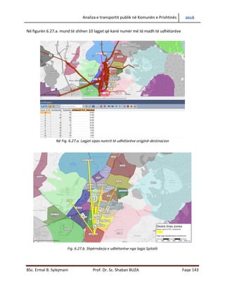 Analiza e transportit publik në Komunën e Prishtinës 2016
BSc. Ermal B. Sylejmani Prof. Dr. Sc. Shaban BUZA Faqe 143
Në figurën 6.27.a. mund të shihen 10 lagjet që kanë numër më të madh të udhëtarëve
Në Fig. 6.27.a. Lagjet sipas numrit të udhëtarëve origjinë-destinacion
Fig. 6.27.b. Shpërndarja e udhëtarëve nga lagja Spitalit
 