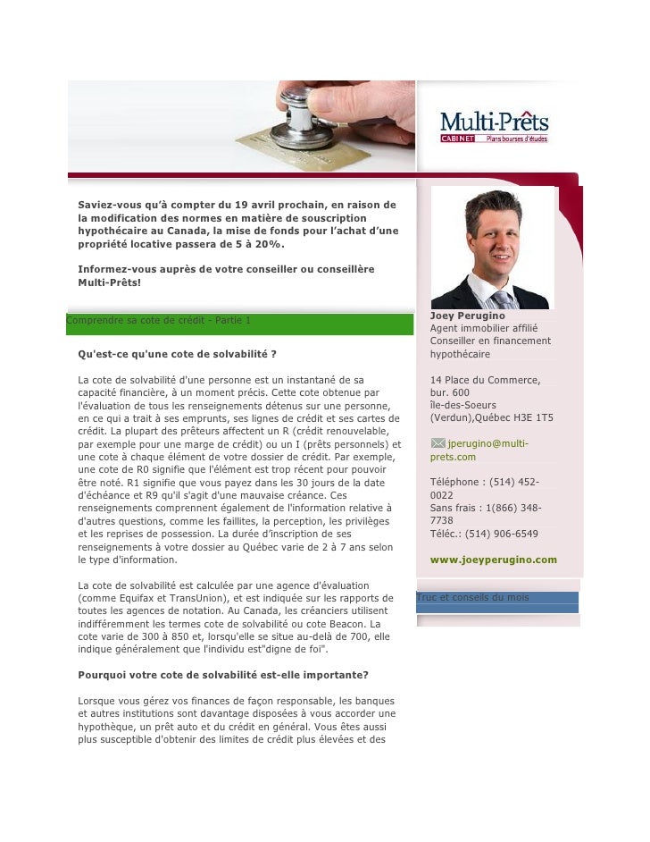 Bureau De Credit Et Changement A Venir Hypotheque