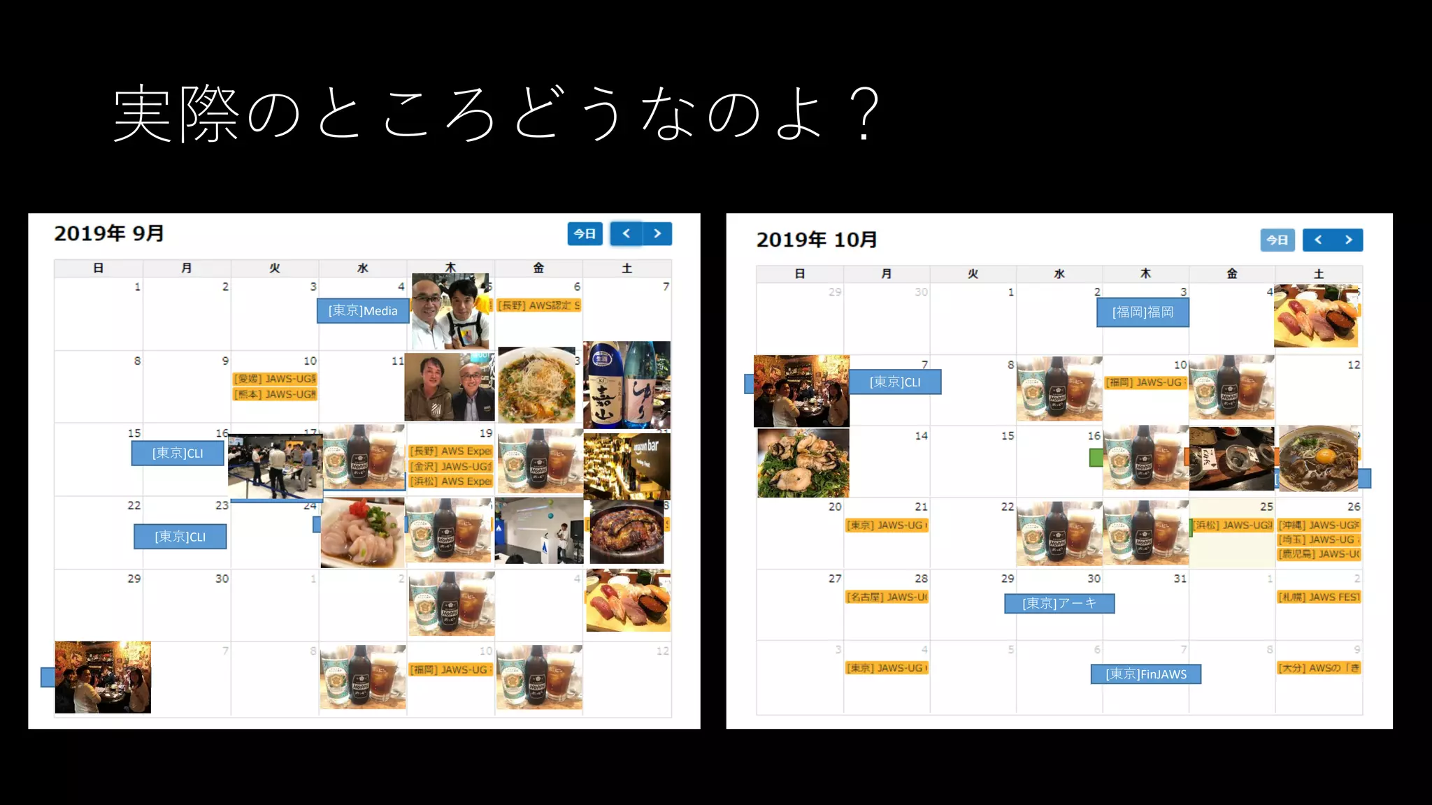 実際のところどうなのよ？
[函館]JAWS-SG
[函館]JAWS-SG
[徳島]OSC2019
[東京]アーキ
[東京]FinJAWS
[東京]EJAWS
Days Meeting .NET Dev
[東京]アーキ
Days Meeting
[東京]Media
[東京]CLI
[京都]京都
[群馬]群馬
[東京]CLI
[福岡]福岡
[東京]CLI
 