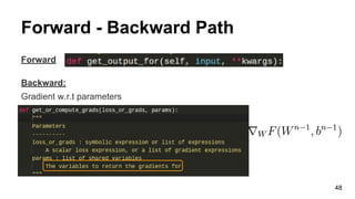Forward - Backward Path
Forward
Backward:
Gradient w.r.t parameters
48
 