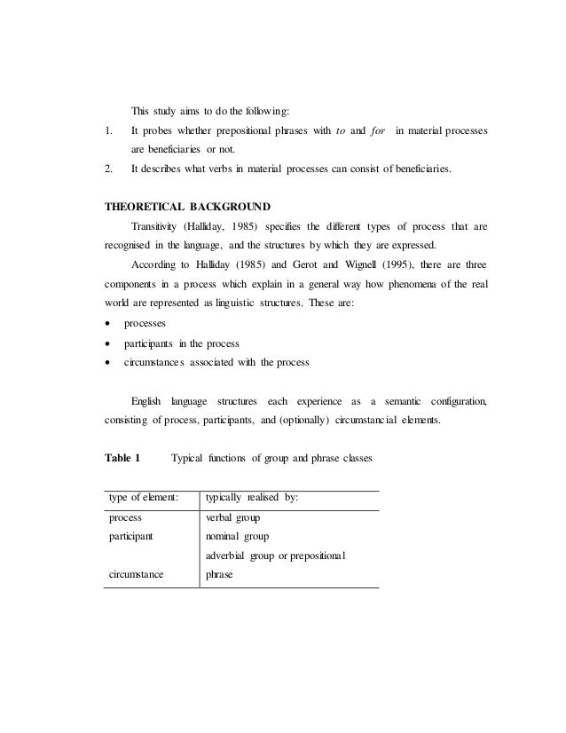 Beneficiary in material processes