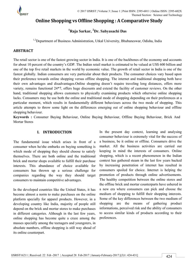 Online Shopping vs Offline Shopping : A Comparative Study | PDF ...