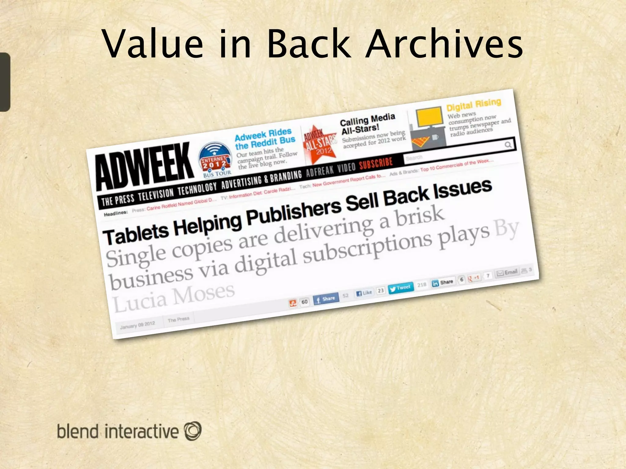 Value in Back Archives
 