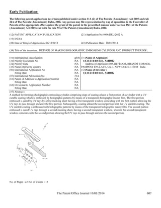 Published indian patent and design registration information january ...