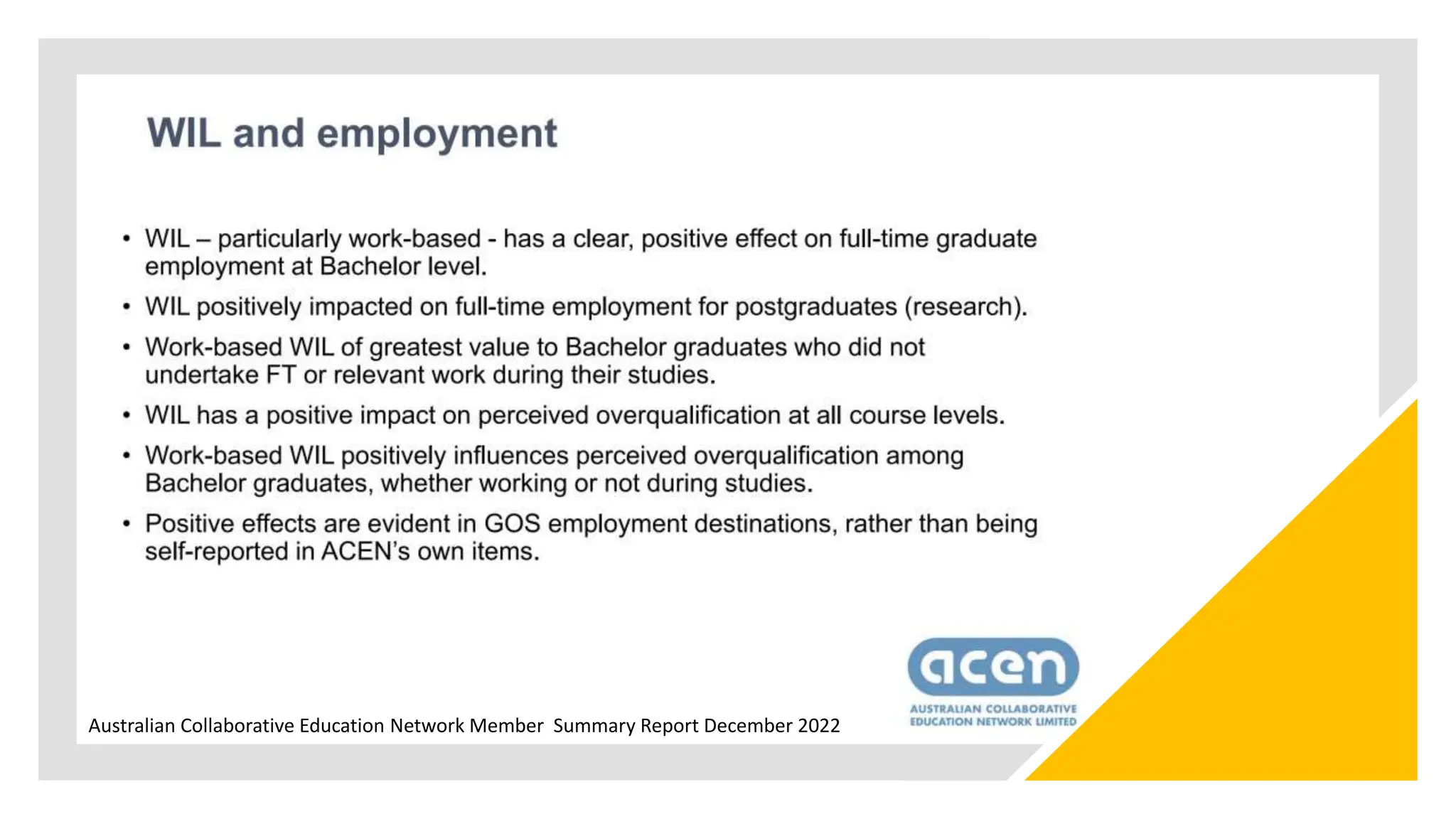Australian Collaborative Education Network Member Summary Report December 2022
 