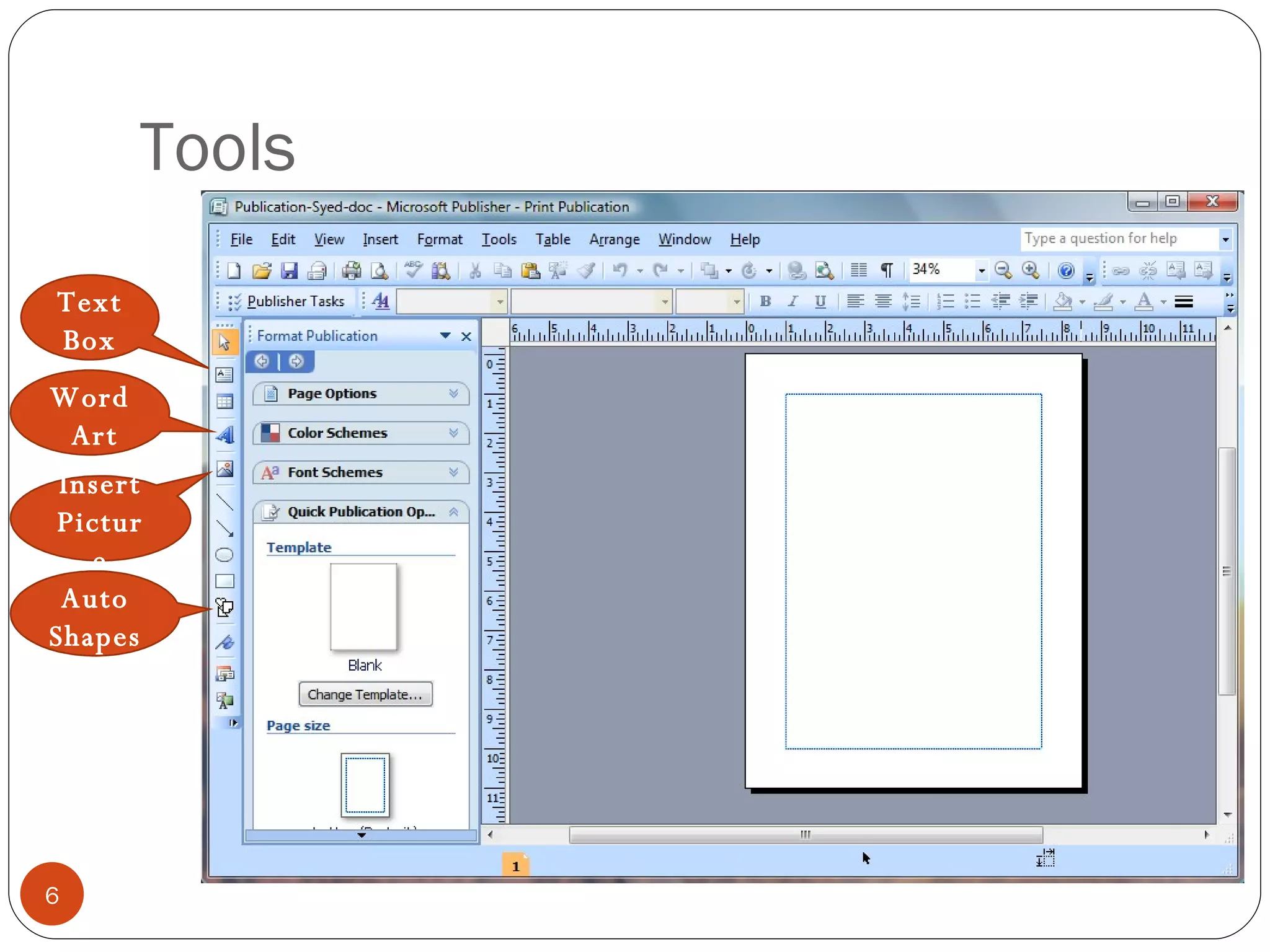 Tools Word Art Text Box Auto Shapes Insert Picture