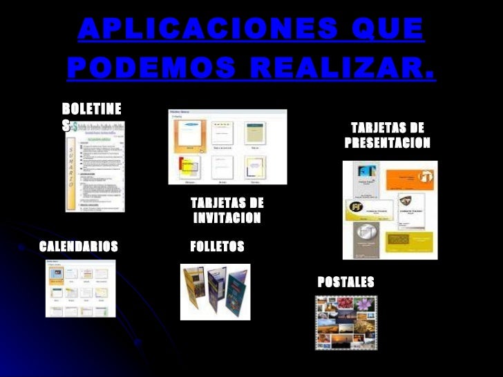 Resultado de imagen para ejemplos de  aplicaciones que podemos  realizar en publisher