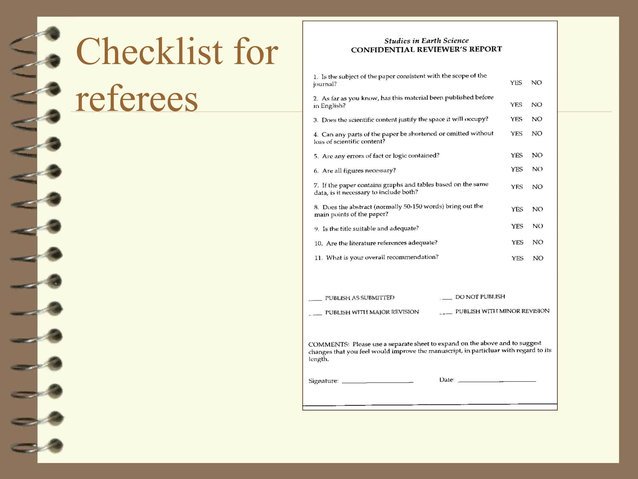 Checklist for
referees
 
