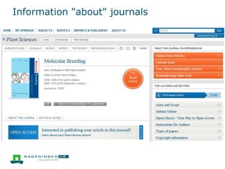 Information "about" journals
 