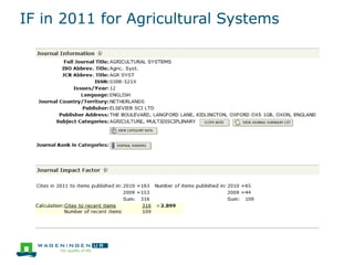 IF in 2011 for Agricultural Systems
 