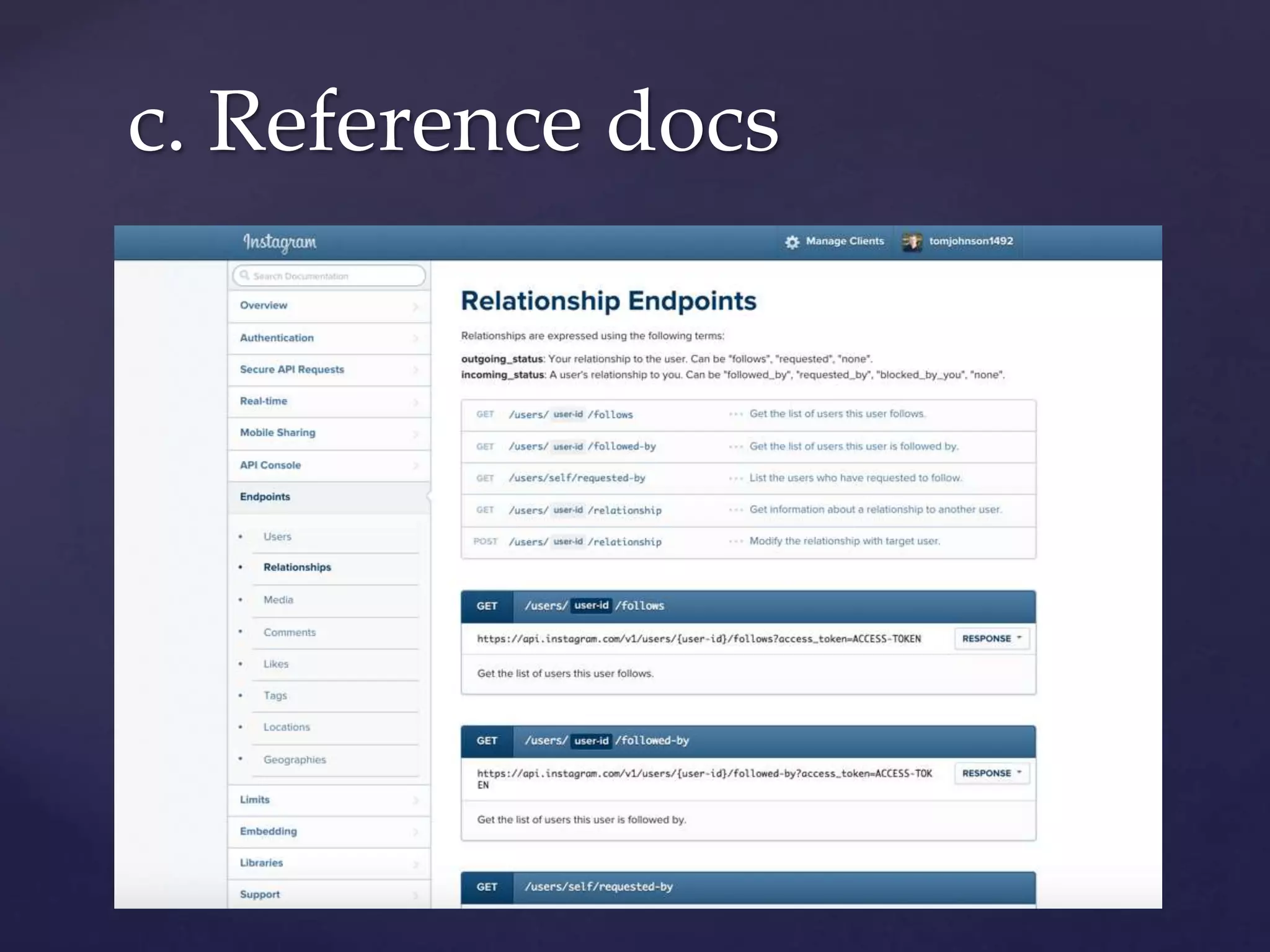 c. Reference docs
 