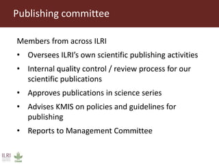 Publishing and designing ILRI’s research products