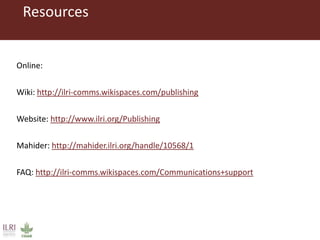 Publishing and designing ILRI’s research products