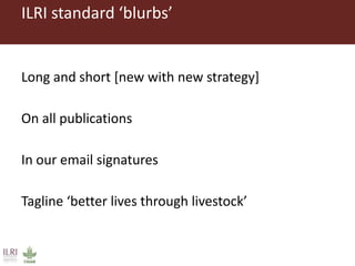 Publishing and designing ILRI’s research products