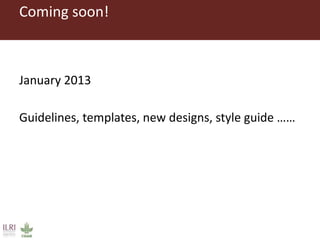 Publishing and designing ILRI’s research products