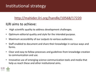 Publishing and designing ILRI’s research products