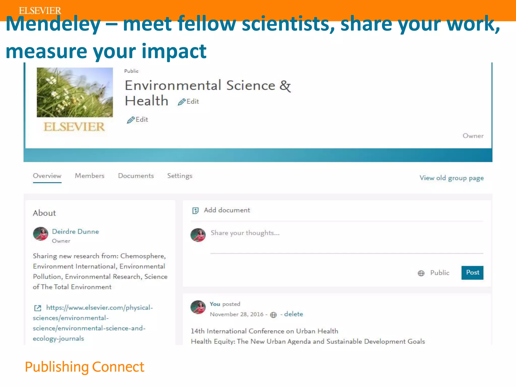 Mendeley – meet fellow scientists, share your work,
measure your impact
 