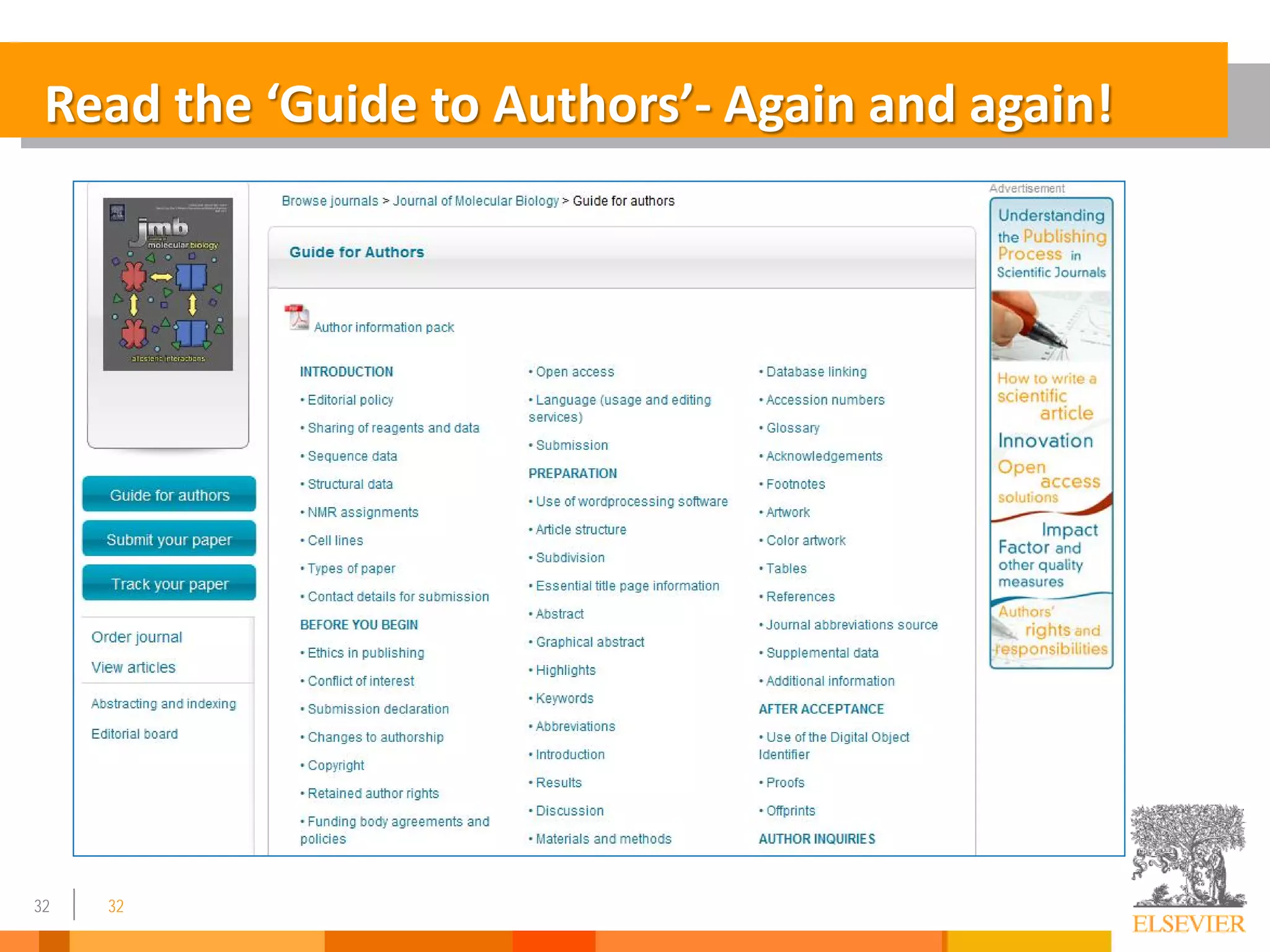 32 32
Read the ‘Guide to Authors’- Again and again!
 