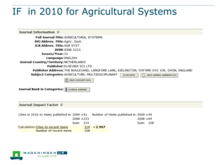 IF in 2010 for Agricultural Systems
 