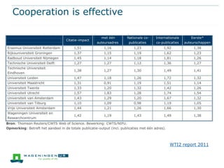 Cooperation is effective




                           WTI2 report 2011
 