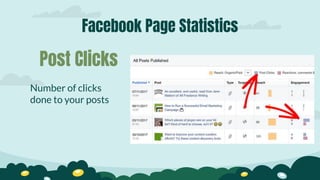 Facebook Page Statistics
Number of clicks
done to your posts
Post Clicks
 