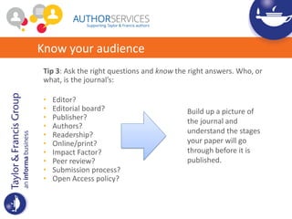 Publishing in academic journals: Tips to help you succeed - Taylor 