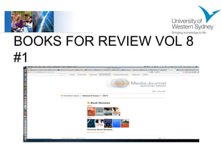 BOOKS FOR REVIEW VOL 8 
#1 
 