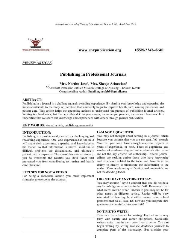 Publishing in professional journals
