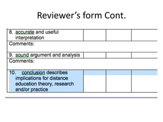 Reviewer’s form Cont.
 