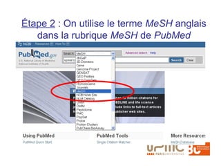 Étape 2 : On utilise le terme MeSH anglais
   dans la rubrique MeSH de PubMed
 
