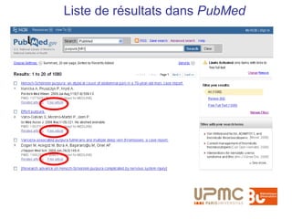 Liste de résultats dans PubMed
 