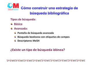 1 Identificar los conceptos claves de nuestra
búsqueda
2 Escribir nuestros términos o conceptos claves (en
inglés) en la ventana de búsqueda.
3 Pinchar en botón Search
4 Borrar
Colon cancer
 