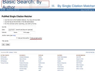 Basic Search: By
Author III. By Single Citation Matcher
 
