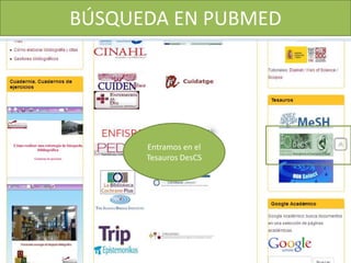 BÚSQUEDA EN PUBMED
Entramos en el
Tesauros DesCS
 