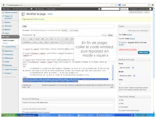 En fin de page,
coller le code embed,
   puis repassez en
    mode « visuel »
 