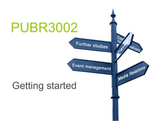 PUBR3002
Getting started
 