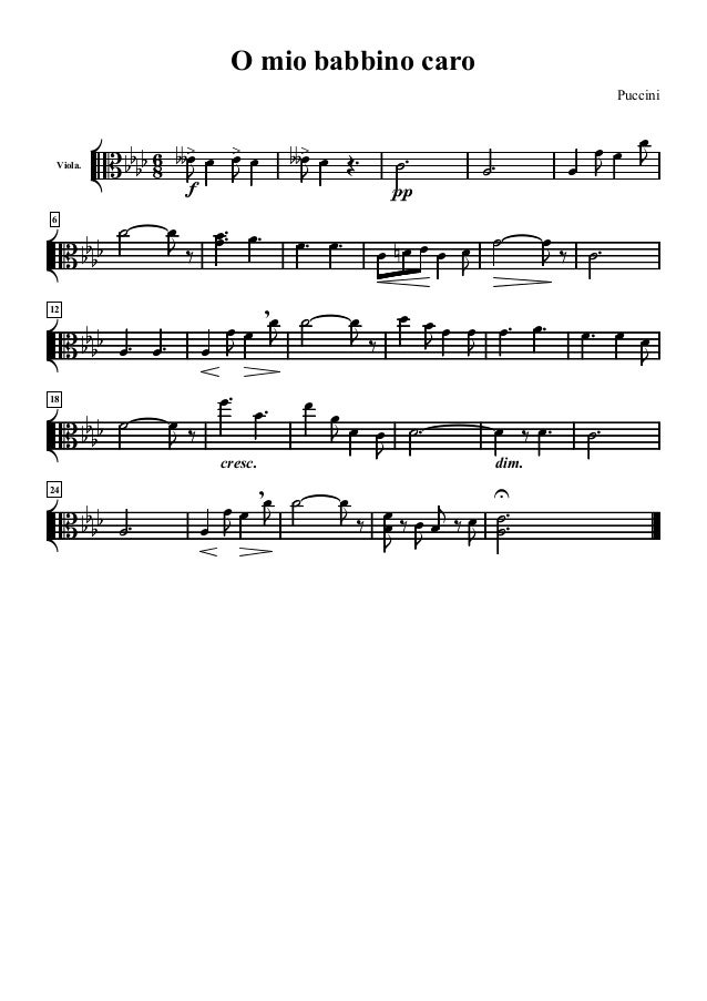 puccini o mio babbino caro viola o mio babbino caro sheet music