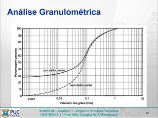SLIDES 02 – Capítulo 1 - Origem e formação dos solos
GEOTECNIA I – Prof. MSc. Douglas M. A. Bittencourt
Análise Granulométrica
50
 